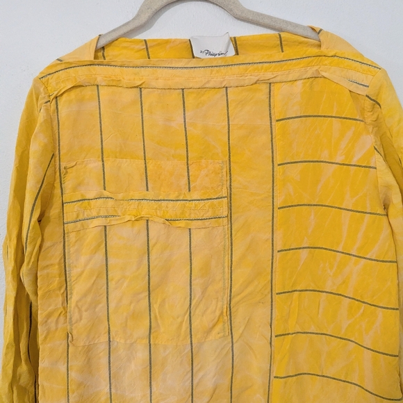 3.1 Phillip Lim Striped Tunic Dress Shirt Pleated Tiered Long Sleeve Yellow 4 - Picture 2 of 15